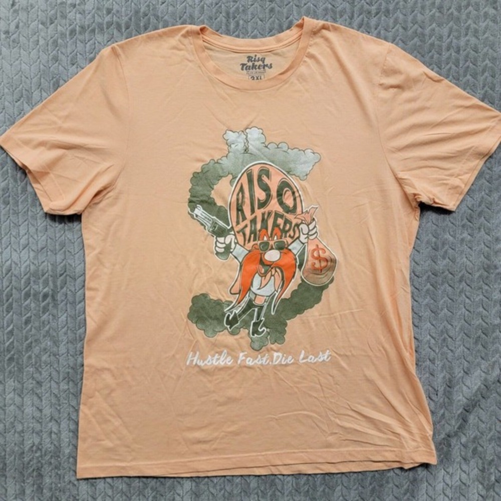 Risq Takers Shirt Mens 2XL‎ Graphic Yosemite Sam Hustle Fast Die Last Streetwear